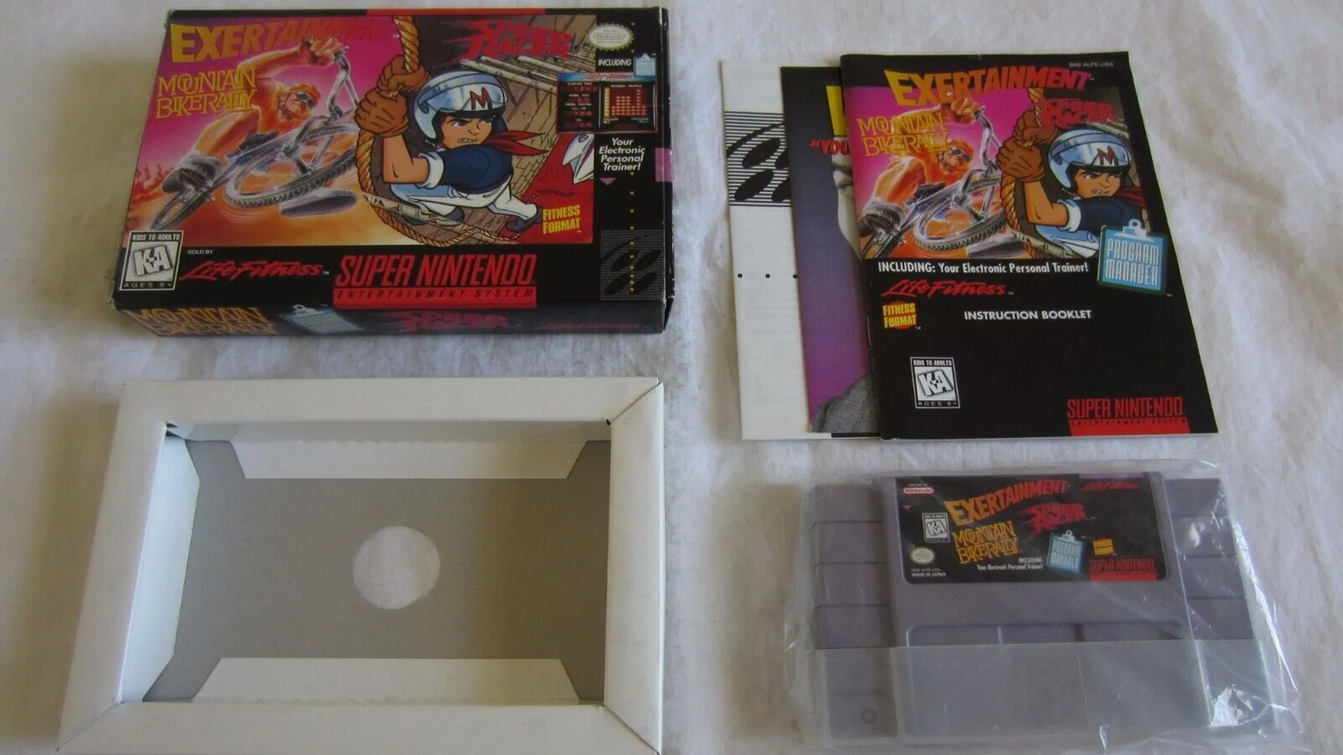 Bao bì phiên bản bộ đôi game Exertainment Mountain Bike Rally và Speed Racer trên SNES