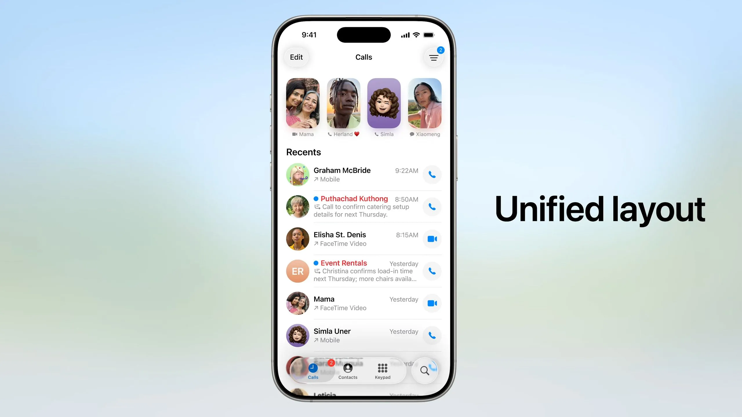 Giao diện ứng dụng Điện thoại được thiết kế lại trong iOS 26