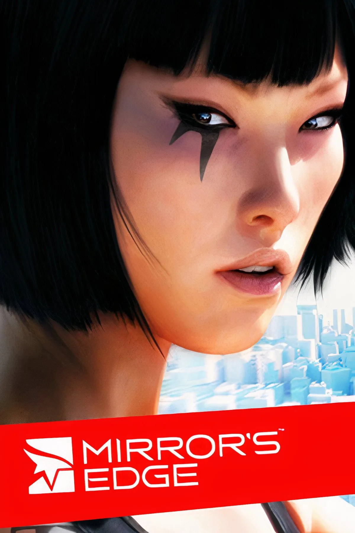 Hình ảnh cắt dán từ game Mirror's Edge với phong cách nghệ thuật đặc trưng