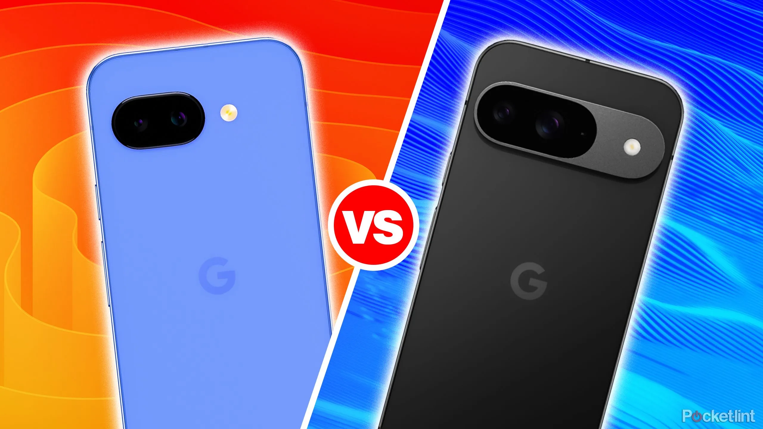 Hình ảnh so sánh kích thước và thiết kế tổng thể của Google Pixel 9a và Google Pixel 9