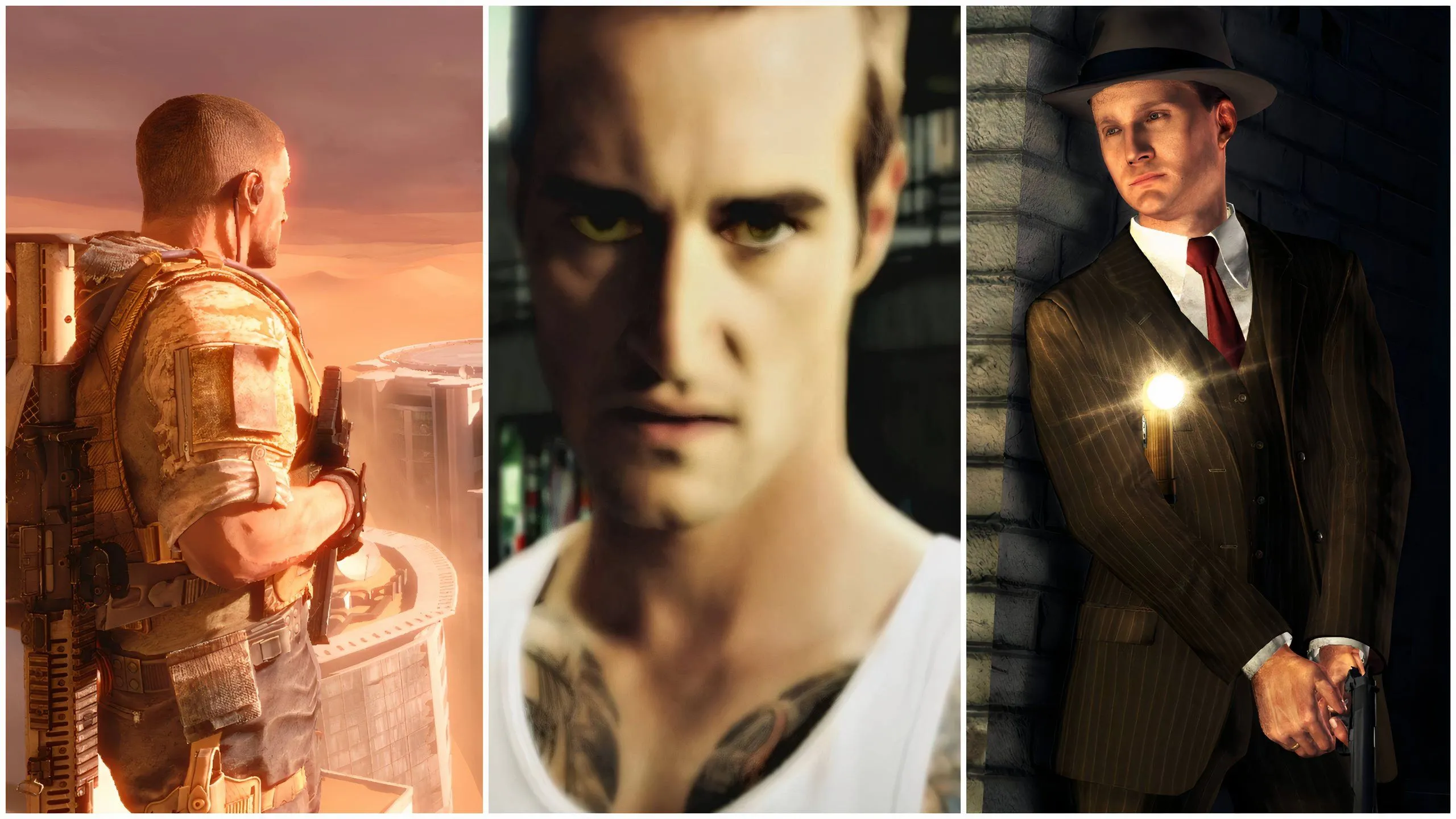 John Walker từ Spec Ops: The Line, Razer Callahan từ NFS: The Most Wanted, và Cole Phelps từ L.A. Noire, minh họa game remake