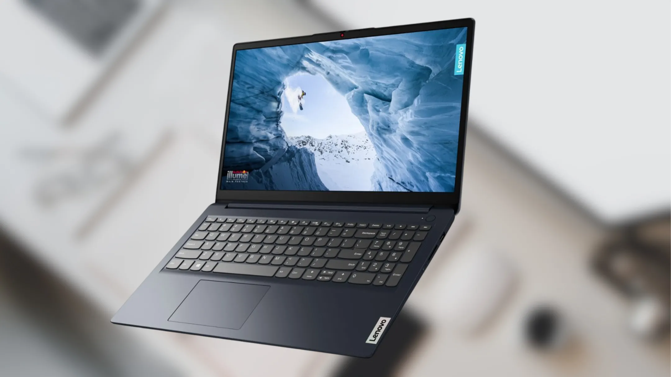 Laptop Lenovo IdeaPad 1i màu xám nhìn từ góc nghiêng
