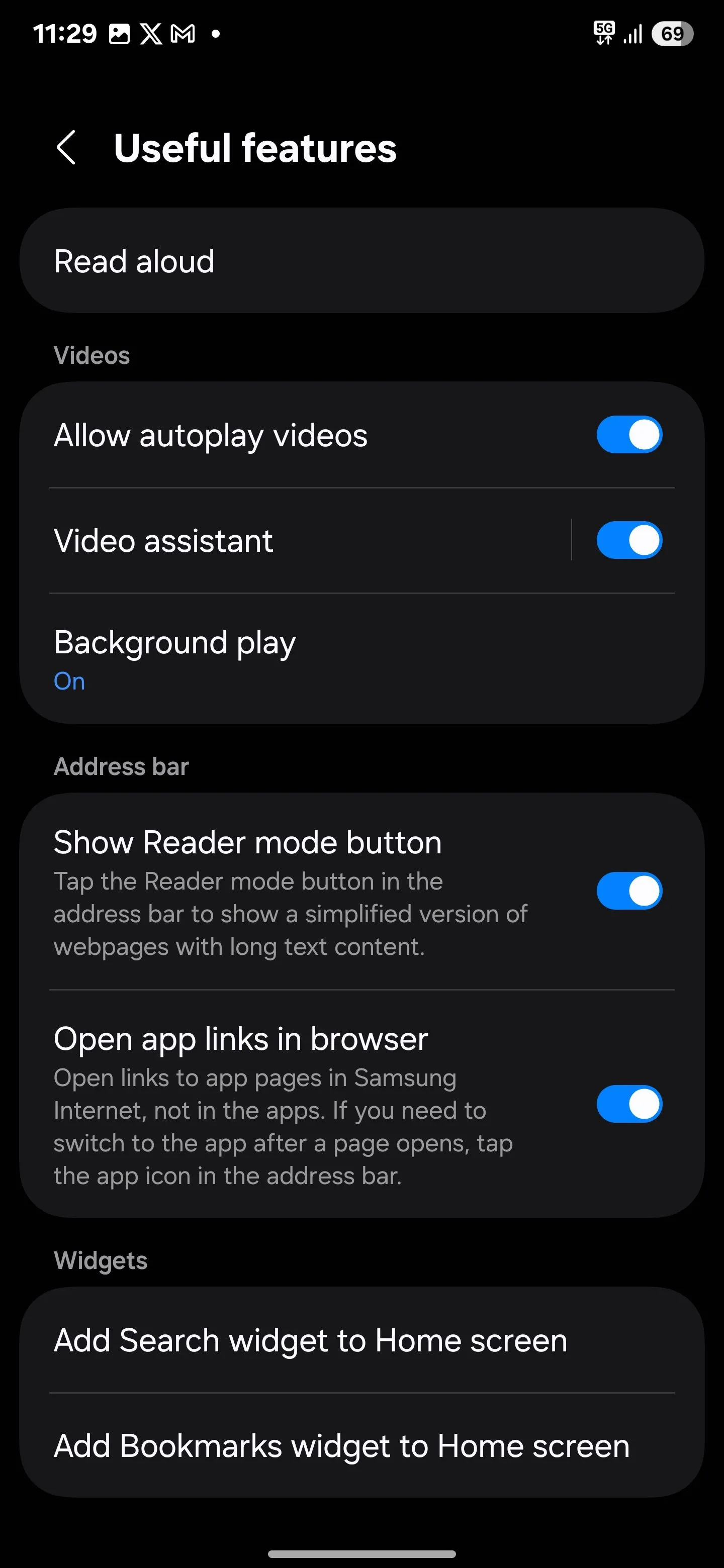 Cài đặt chế độ phát nền video trong trình duyệt Samsung Internet
