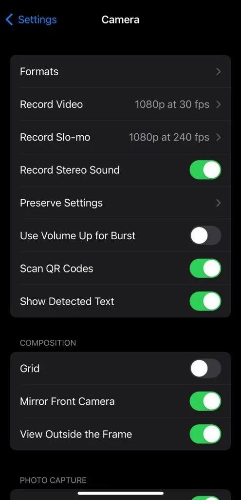 Cài đặt Định dạng trong mục Camera iPhone để tùy chỉnh chất lượng ảnh chụp