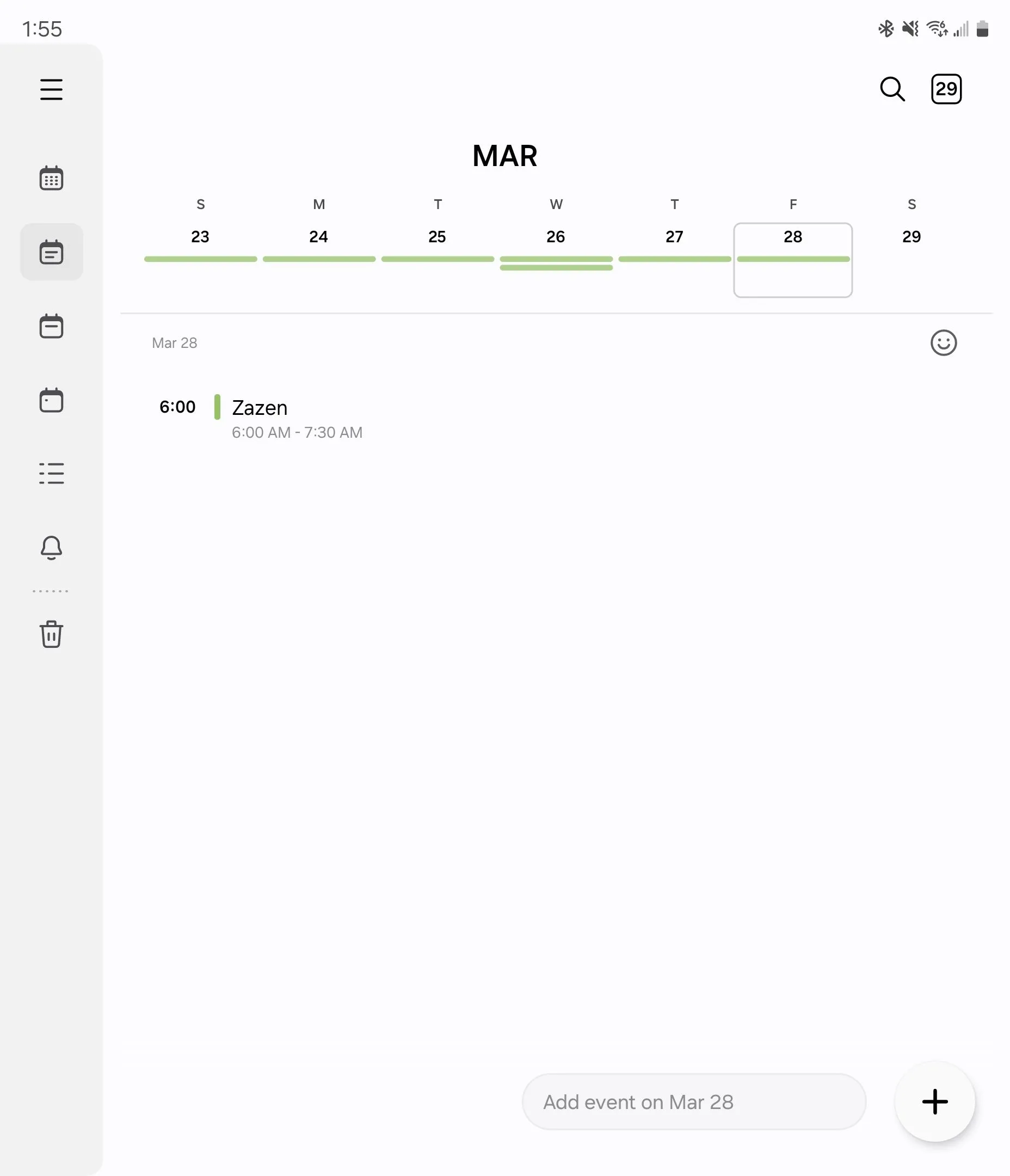 Chế độ xem ngày trên Samsung Calendar Galaxy Z Fold 6