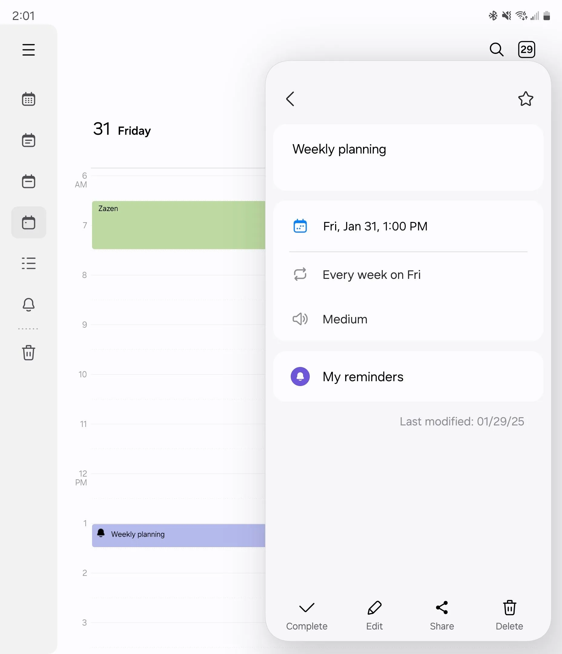 Chi tiết nhắc nhở trong Samsung Calendar