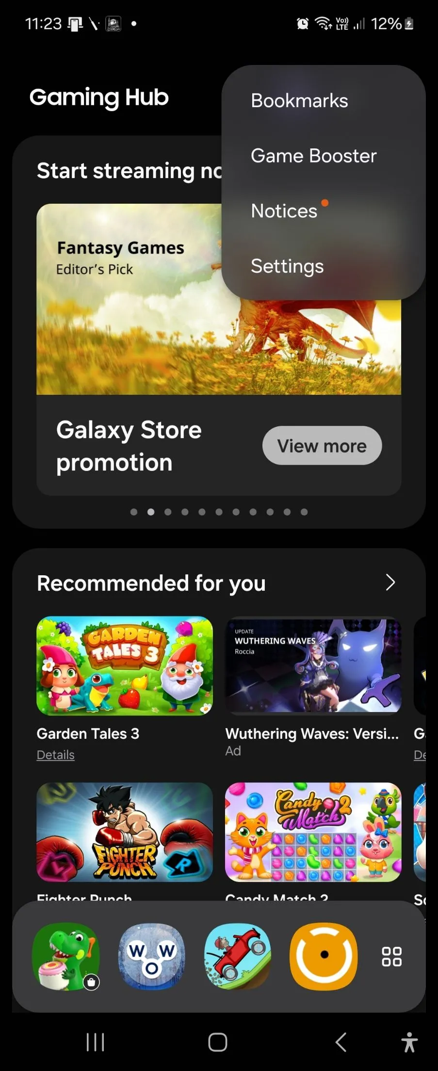 Menu ứng dụng Game Booster trên Samsung Galaxy Z Flip 6 hiển thị tùy chọn Pause USB PD charging when gaming