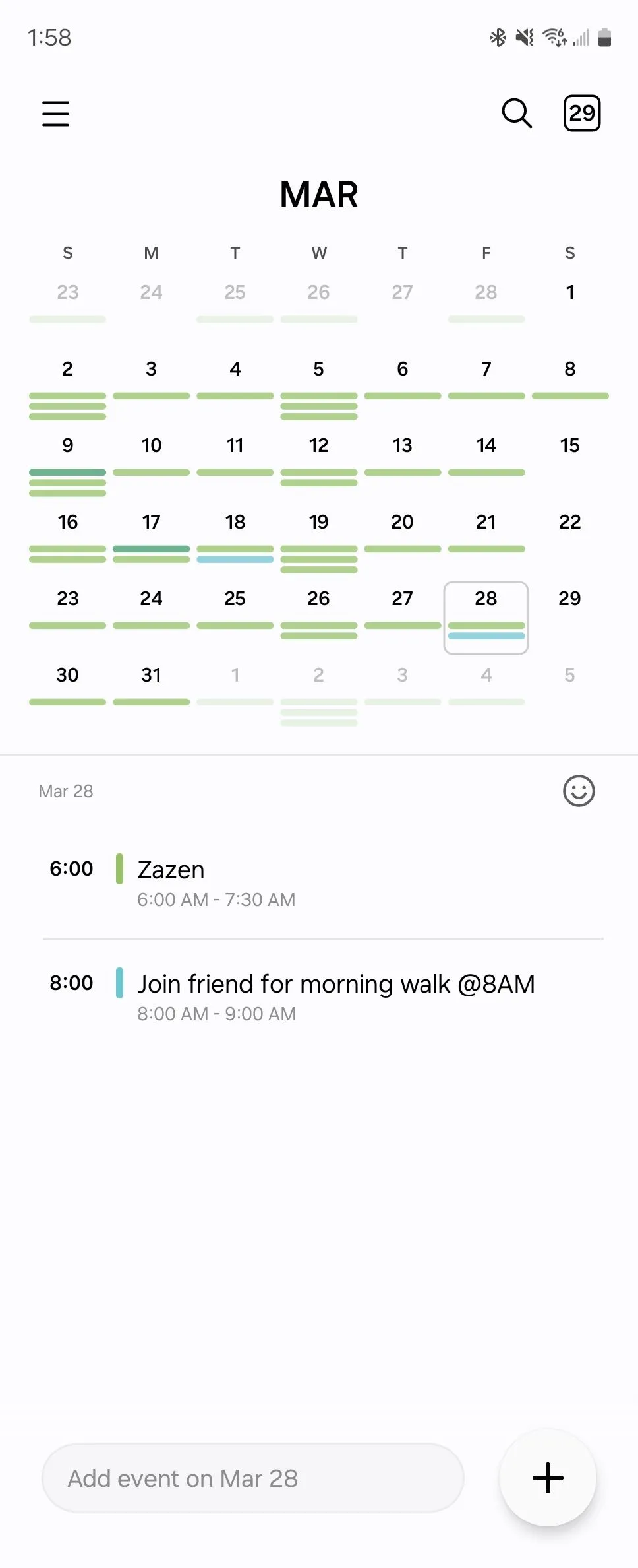 Một sự kiện đã tạo trong Samsung Calendar