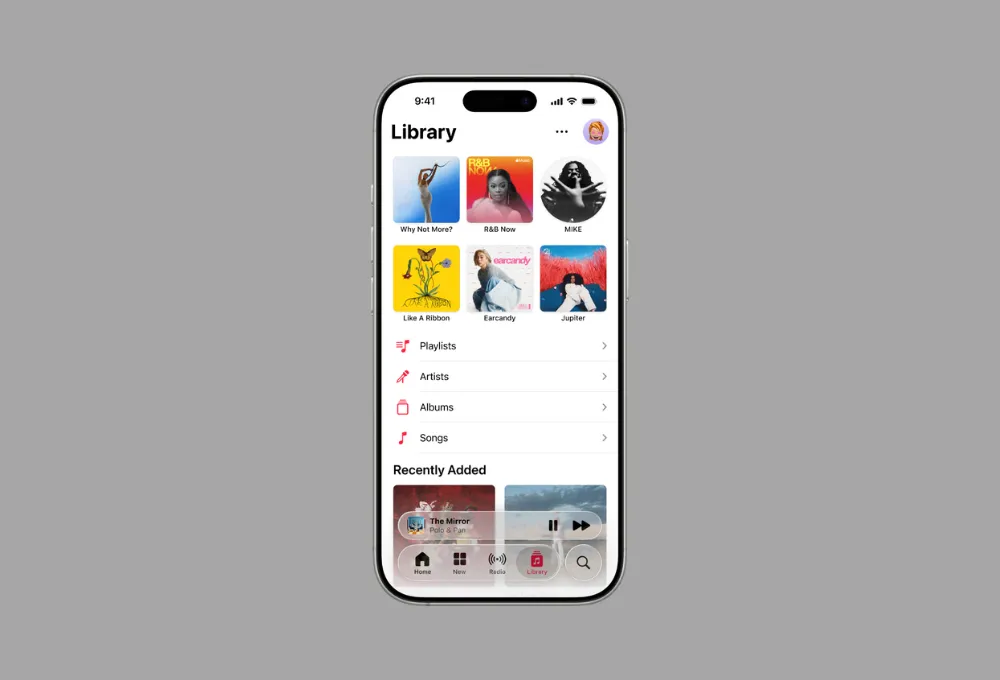 Tính năng ghim nhạc yêu thích trên giao diện thư viện Apple Music