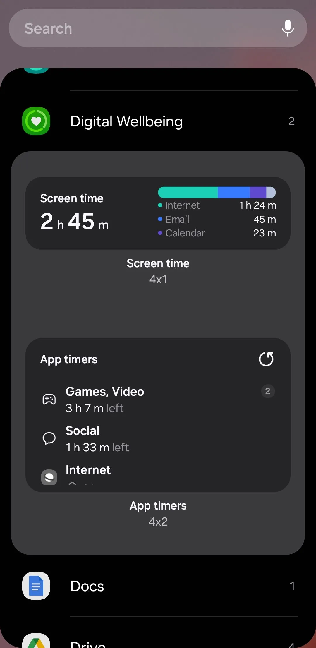 Tùy chọn widget Digital Wellbeing trên Android hiển thị thời gian sử dụng điện thoại và các ứng dụng hàng đầu