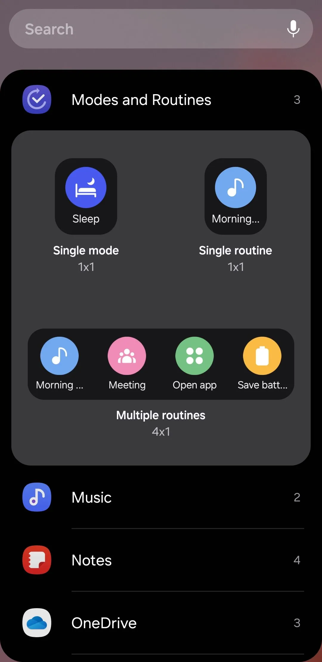 Widget Modes and Routines trên Android cho phép kích hoạt nhanh các chế độ và thói quen tự động