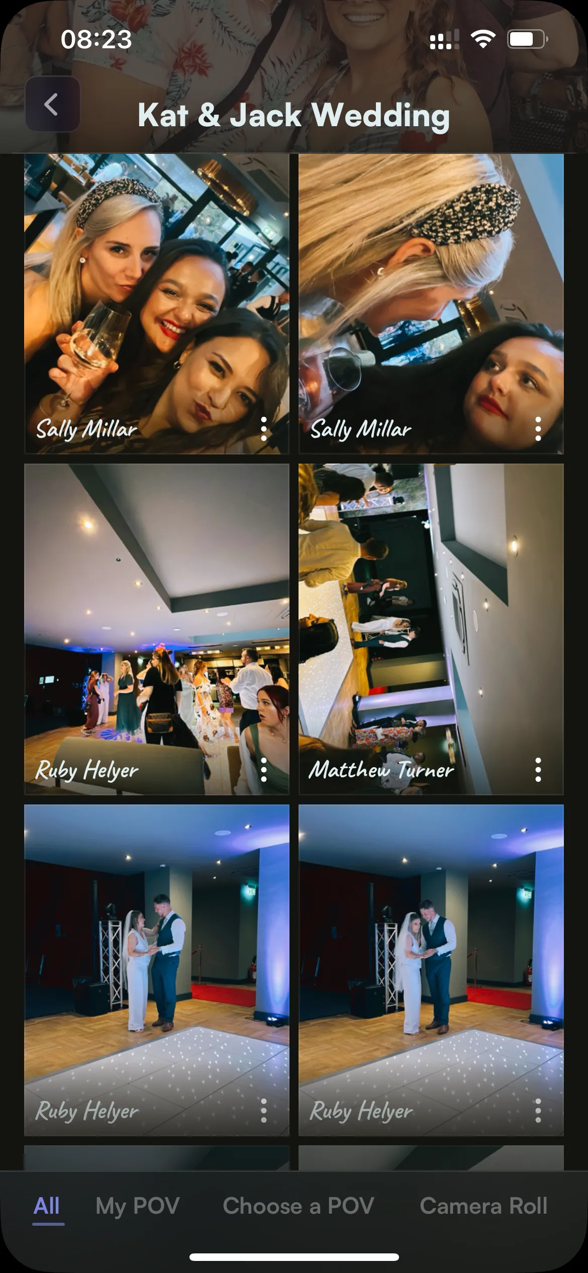 Album ảnh cưới chung được tạo từ POV Camera, chia sẻ trải nghiệm từ nhiều góc nhìn