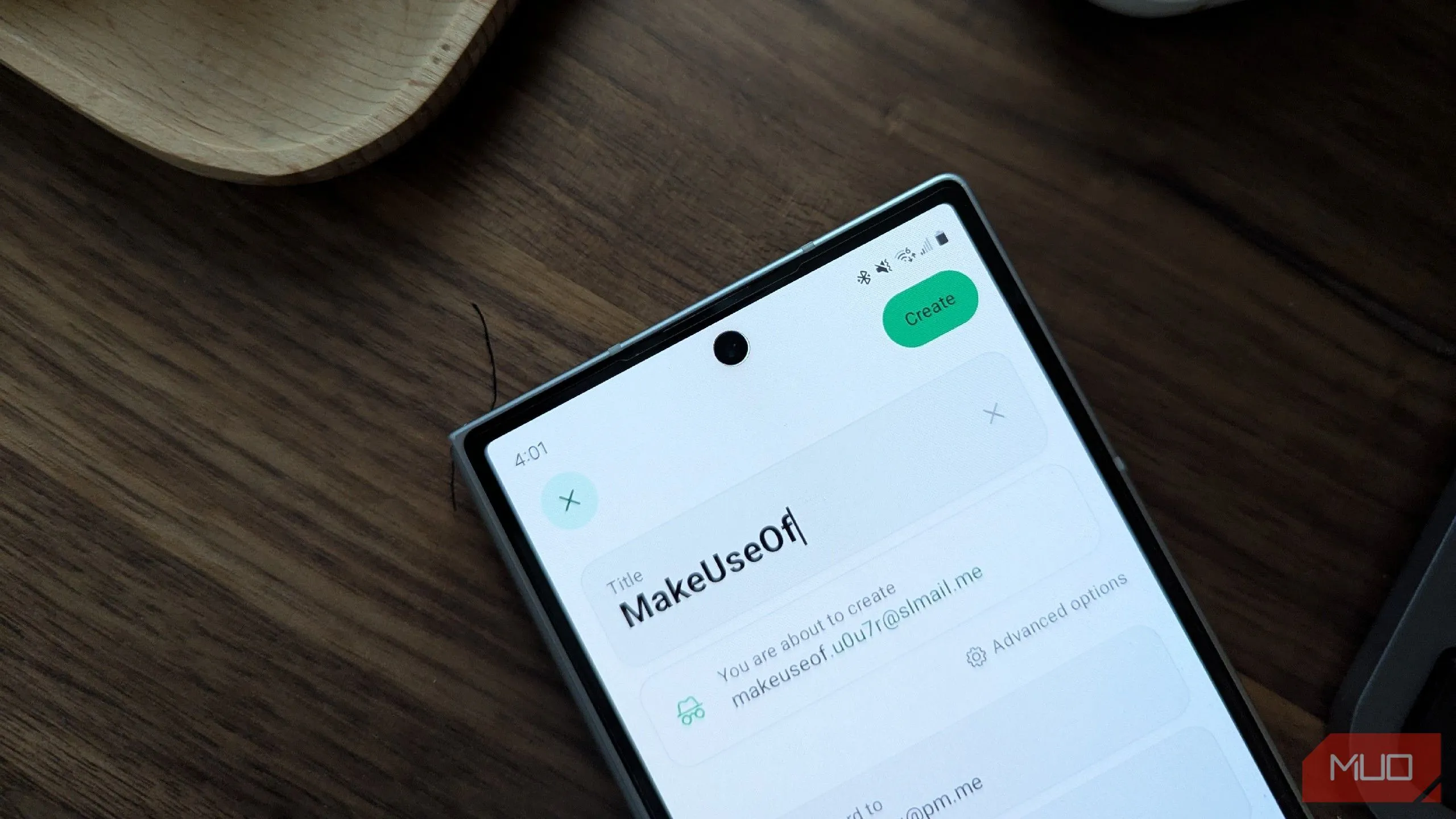 Alias email được tạo trong ứng dụng Proton Pass trên Android để đăng ký MakeUseOf