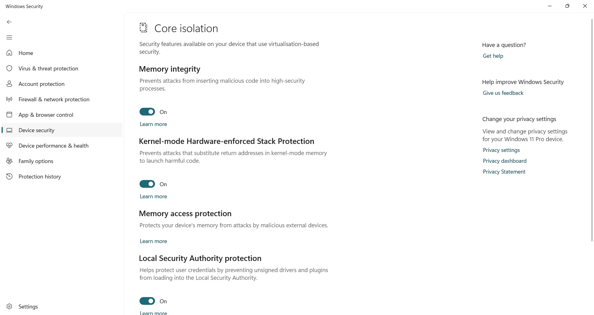 Bật tính năng Toàn vẹn bộ nhớ (Memory Integrity) để tăng cường bảo mật hệ thống