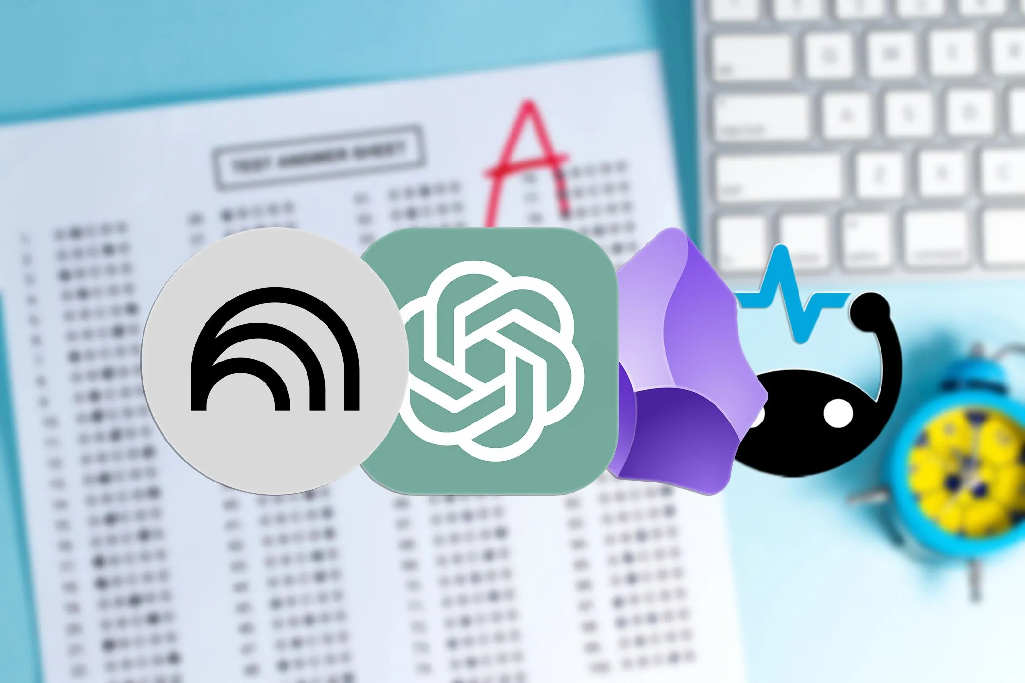 Các logo của ChatGPT, NotebookLM, Obsidian và Brainscape tượng trưng cho công cụ học tập và ghi chú hỗ trợ AI