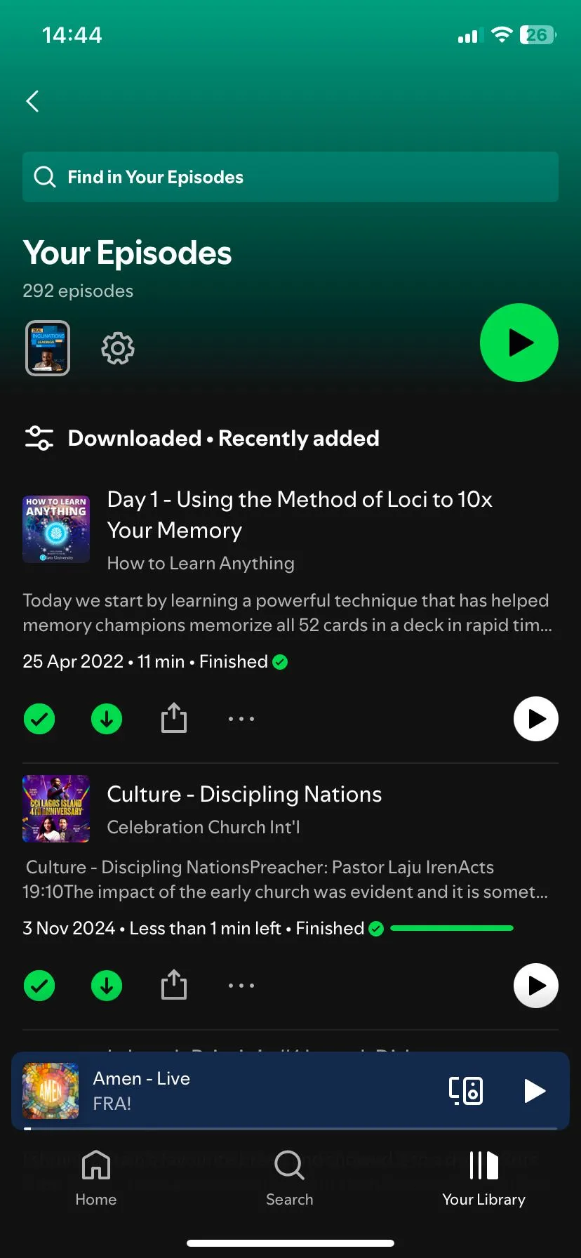 Các podcast đã tải xuống trên ứng dụng Spotify