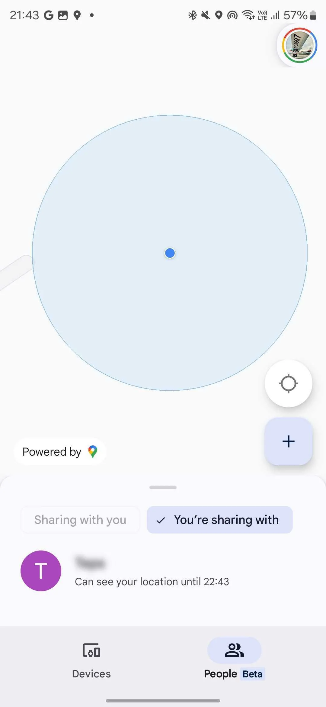 Các tùy chọn chia sẻ vị trí trực tiếp với danh bạ hoặc qua liên kết trong Google Find My Device