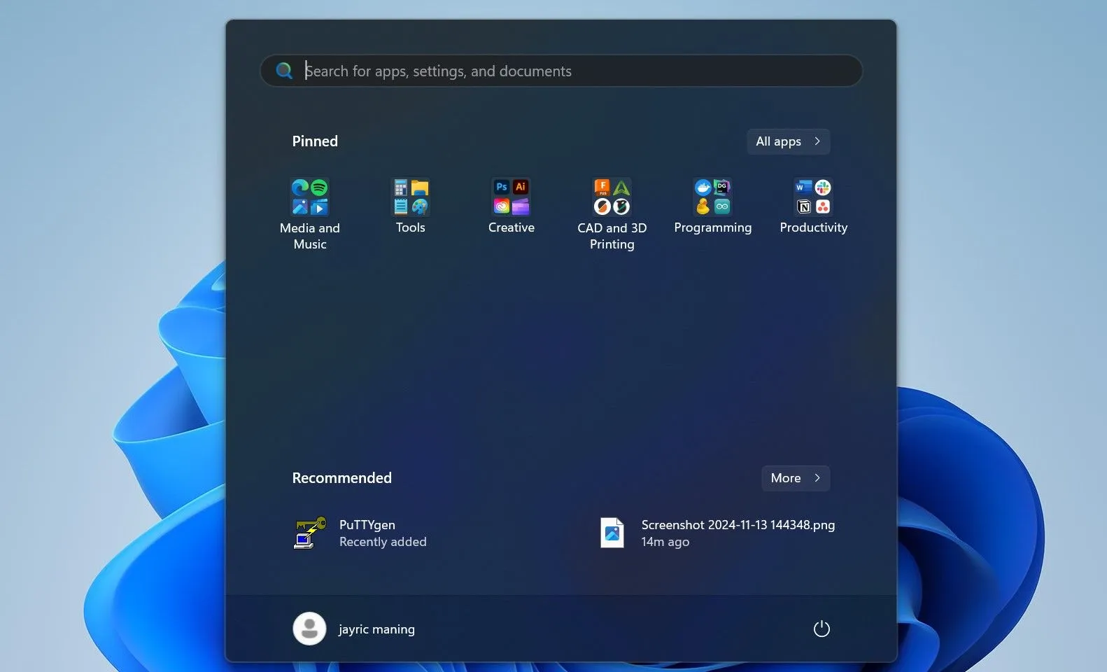 Các ứng dụng được ghim và nhóm trên Start Menu của Windows để dễ dàng truy cập