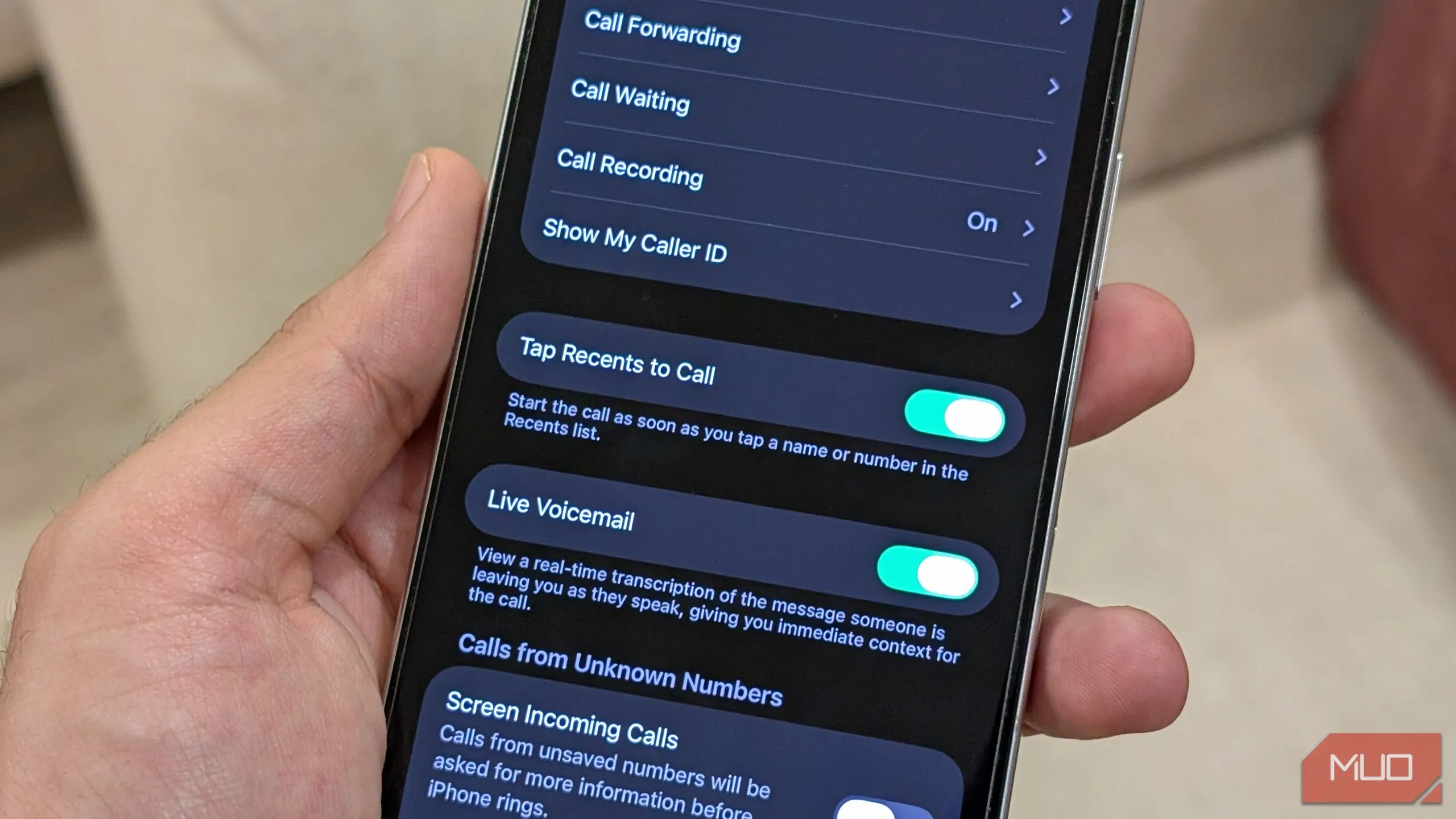 Cài đặt chạm gần đây để gọi trong iOS 26