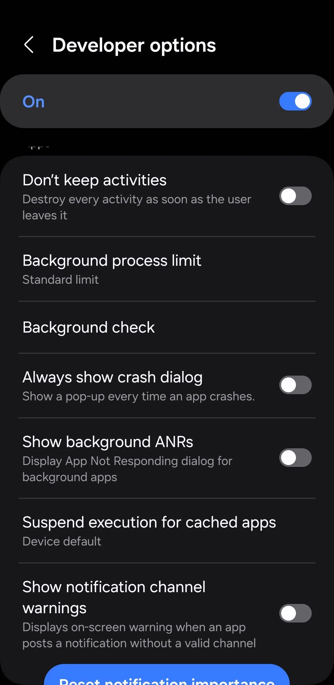 Cài đặt giới hạn tiến trình nền trên Android