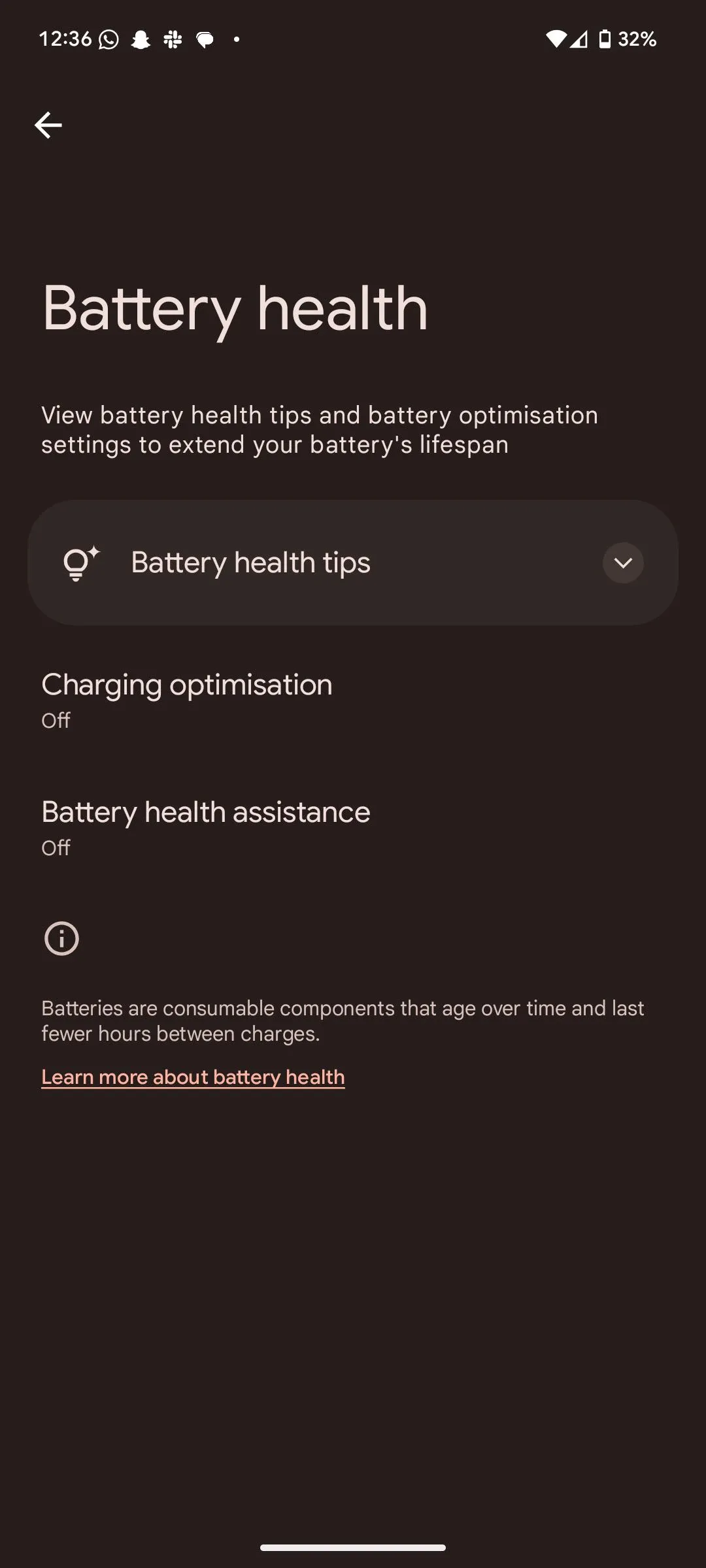 Cài đặt hiển thị tình trạng sức khỏe pin trong Android 16 trên thiết bị Pixel