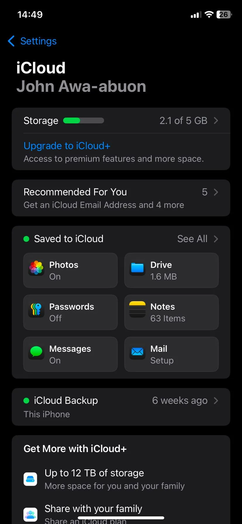 Cài đặt iCloud trên iOS
