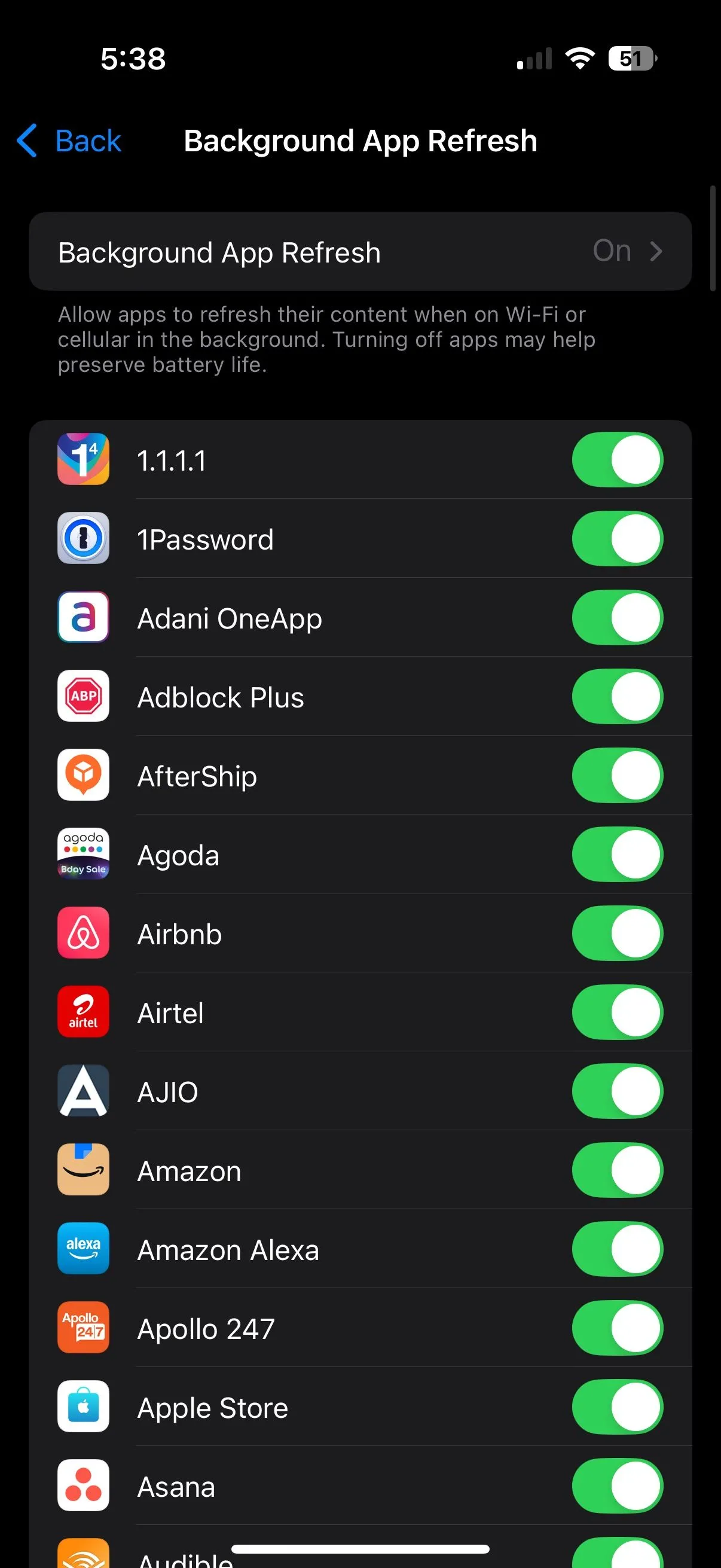 Cài đặt Làm mới ứng dụng trong nền trên iPhone để tiết kiệm dữ liệu