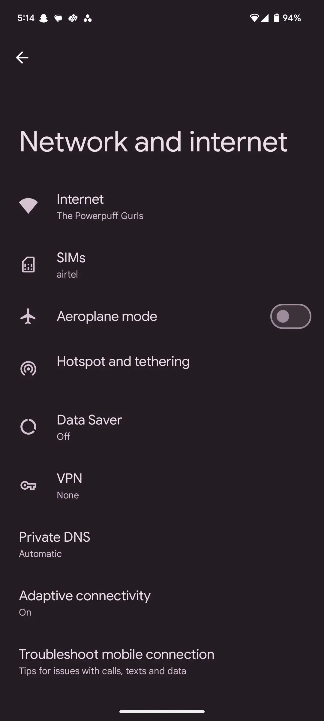 Cài đặt Mạng và Internet trên Android