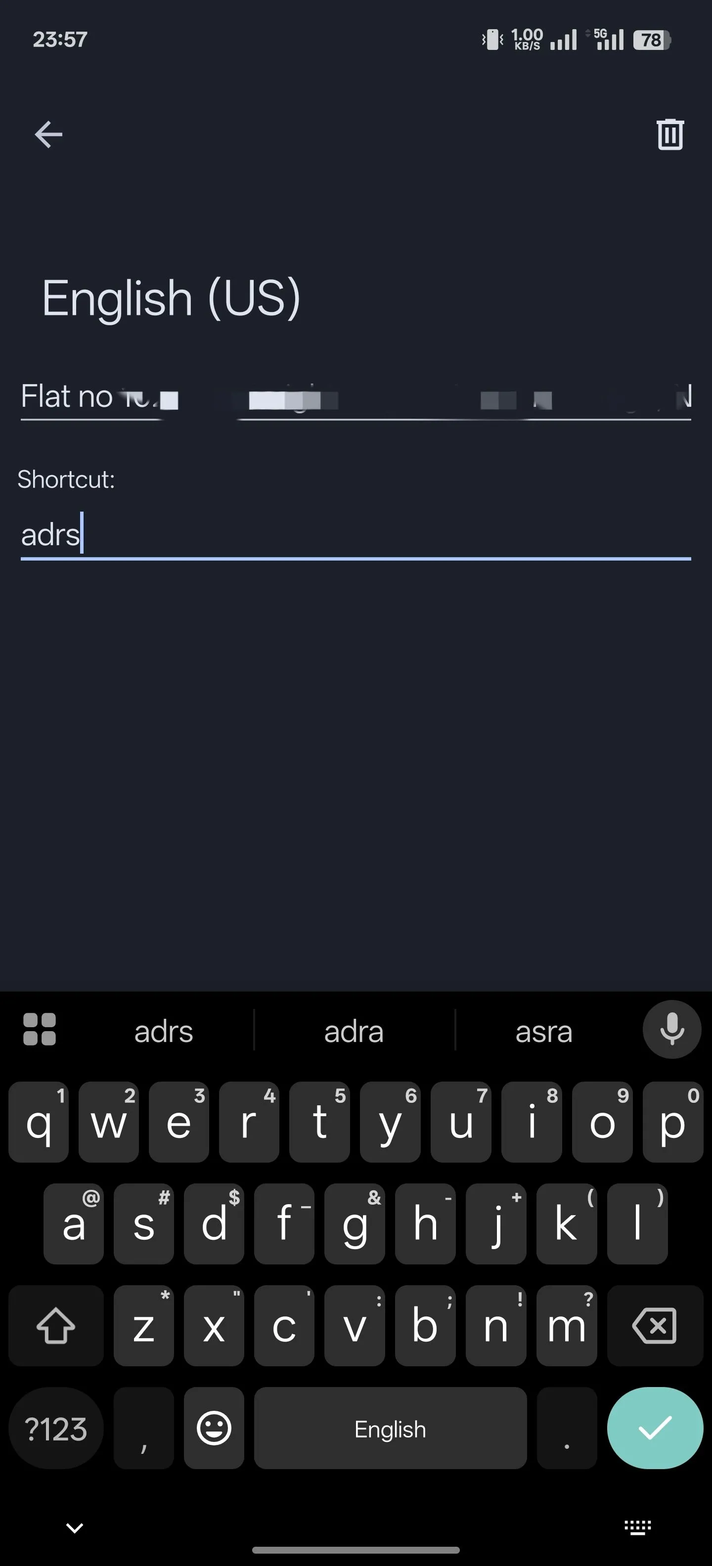 Cài đặt phím tắt văn bản tùy chỉnh trong Gboard trên điện thoại Android.