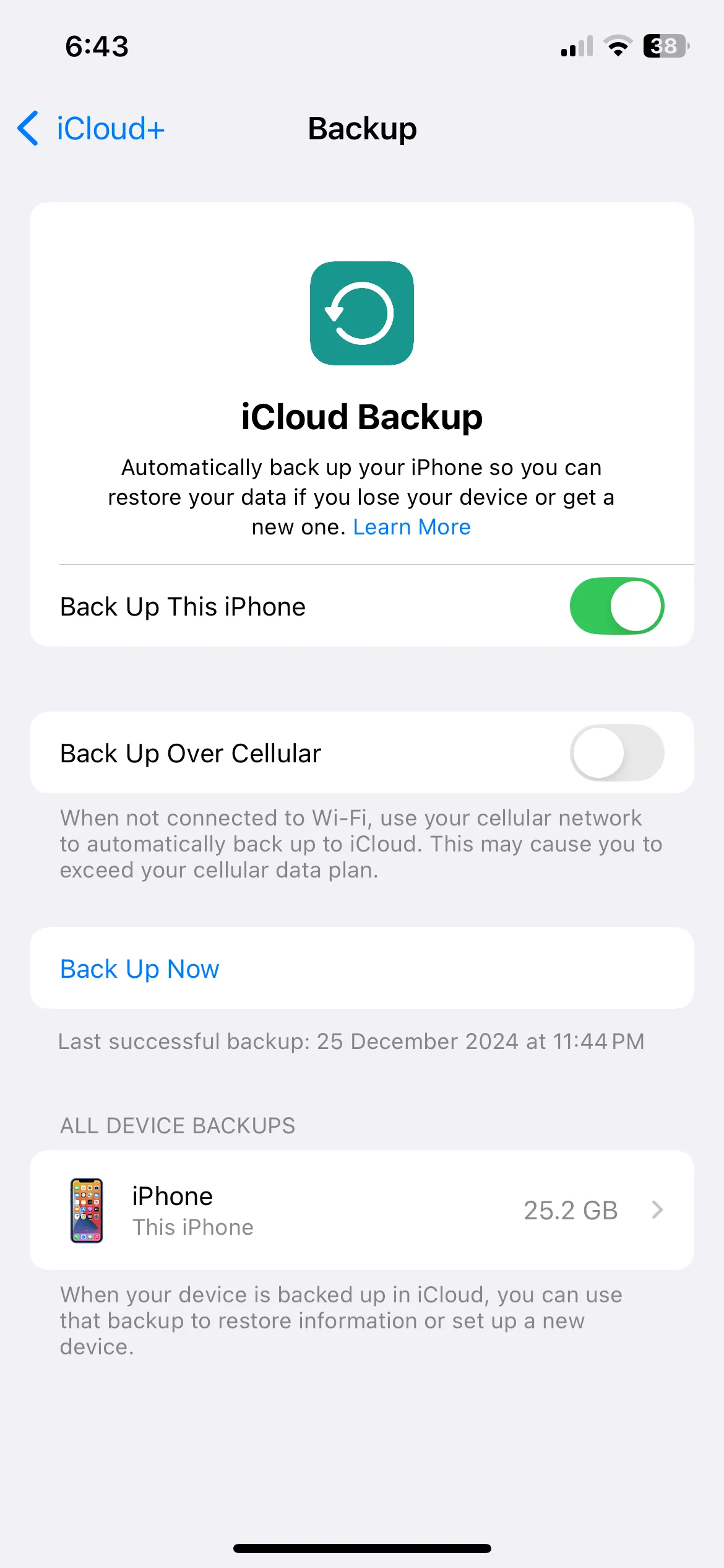 Cài đặt sao lưu iCloud trên iPhone, tùy chọn sao lưu qua mạng di động
