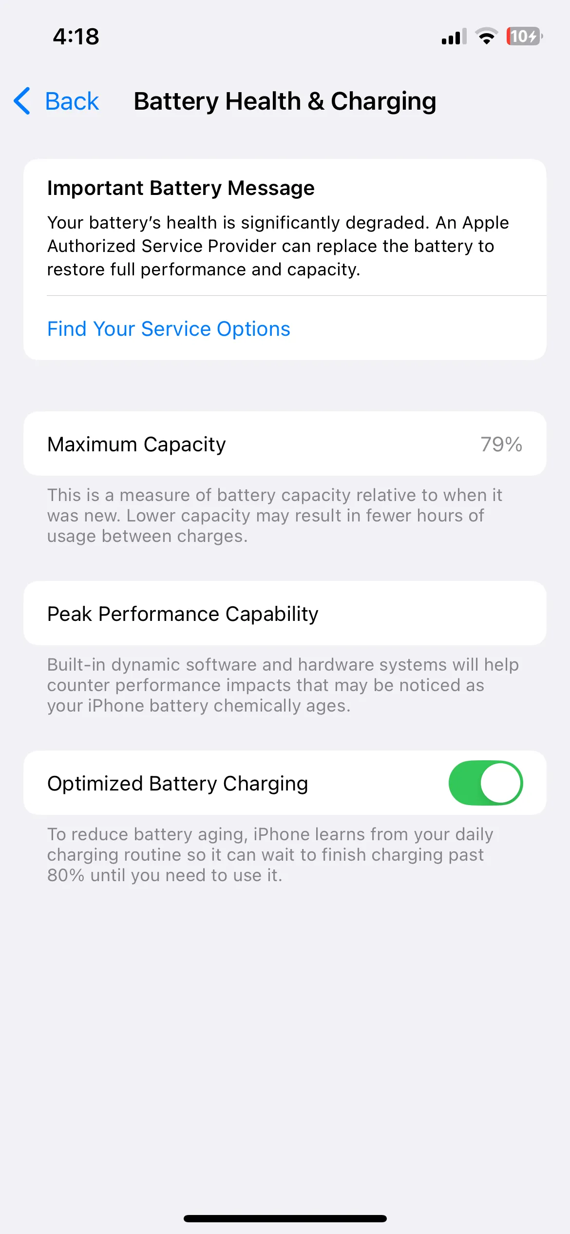 Cài đặt Sức khỏe pin và Sạc trên iPhone