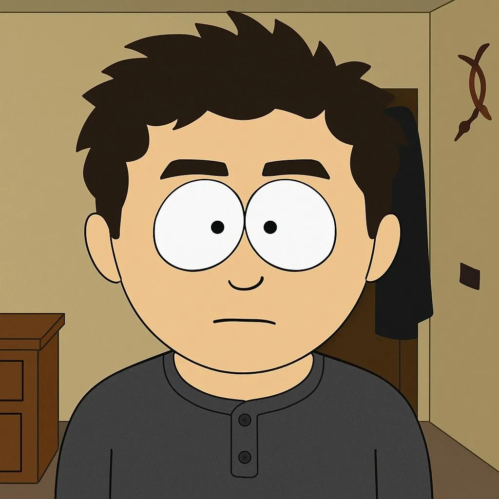 Chân dung AI phong cách South Park do ChatGPT tạo, với đặc điểm phẳng và cường điệu