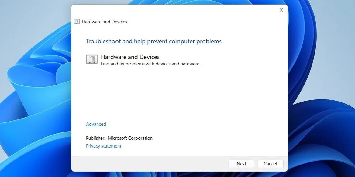 Chạy công cụ chẩn đoán phần cứng và thiết bị trên hệ điều hành Windows