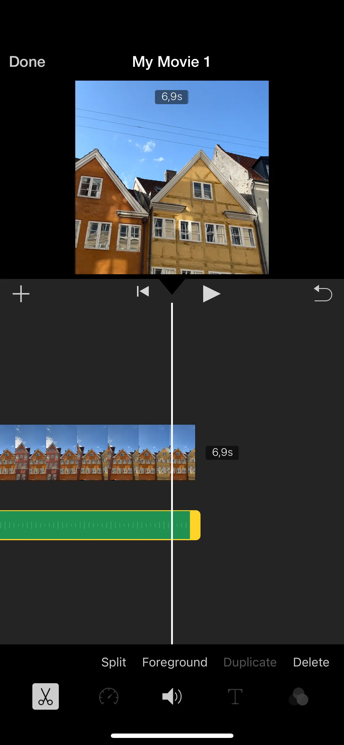 Chỉnh sửa bản nhạc trong ứng dụng iMovie trên iPhone