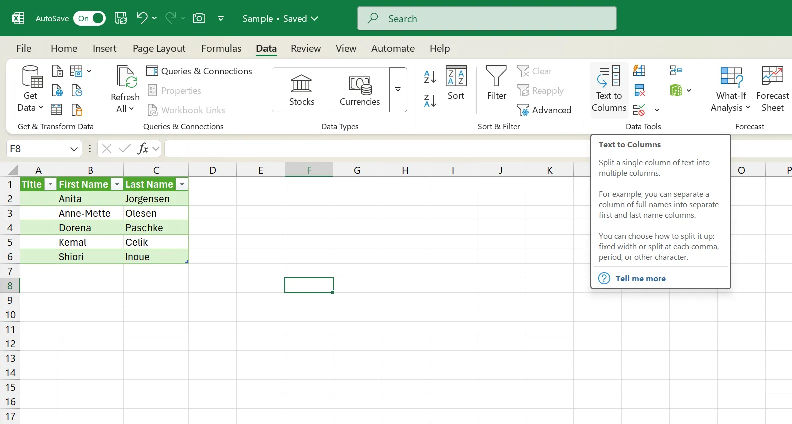 Chức năng Chuyển văn bản thành cột (Text to Columns) trong Microsoft Office