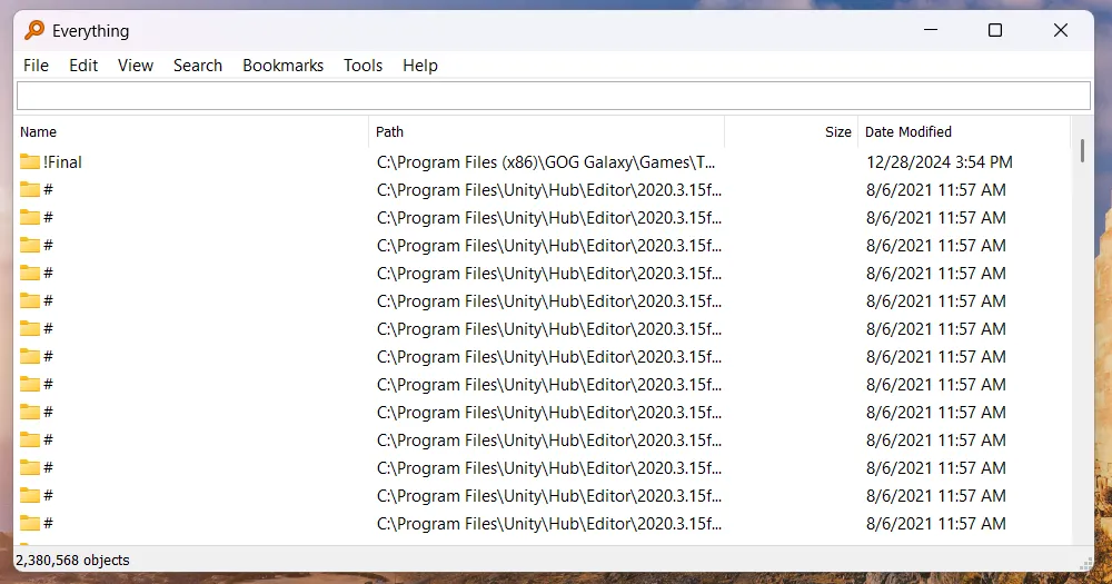 Công cụ tìm kiếm file Everything hoạt động trên Windows