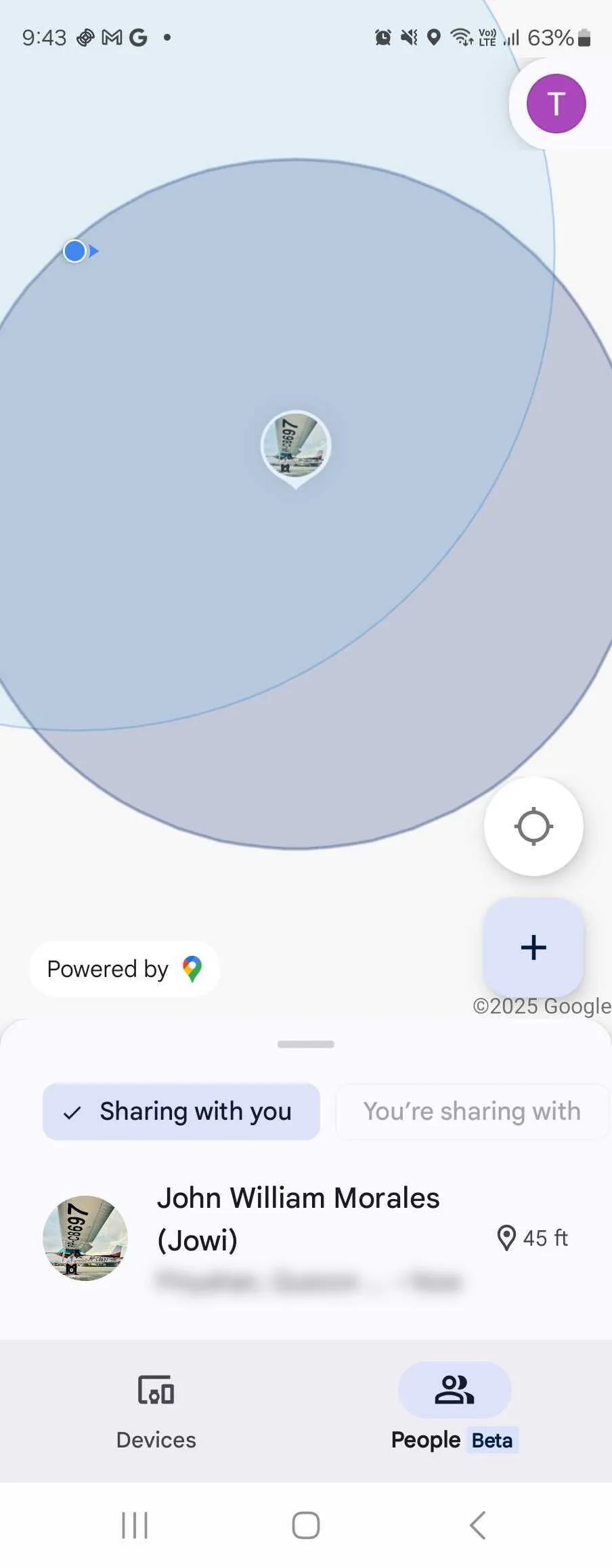 Danh sách những người đang chia sẻ vị trí của họ với bạn trong Google Find My Device