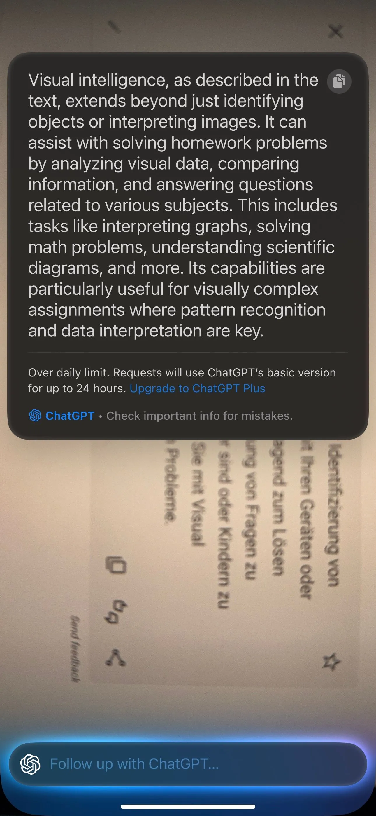 Dịch văn bản từ hình ảnh sang ngôn ngữ khác với Visual Intelligence