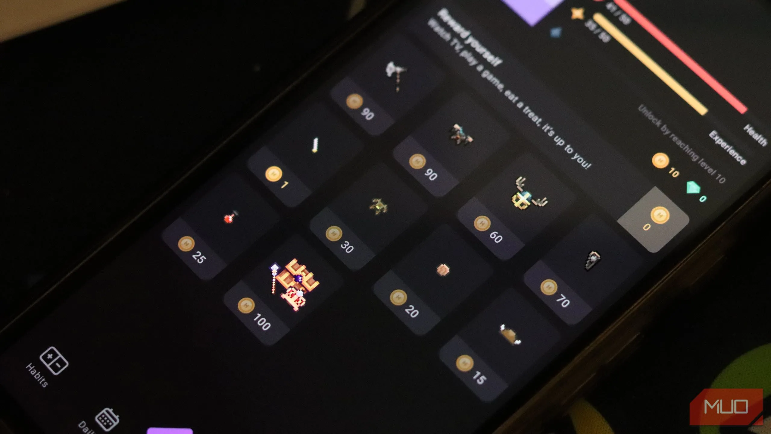 Giao dịch nhỏ (microtransactions) và vật phẩm trong ứng dụng gamification Habitica.
