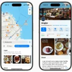 Giao diện Apple Maps hiển thị danh sách các nhà hàng được Michelin Guide chứng nhận, với biểu tượng sao Michelin và thông tin chi tiết.