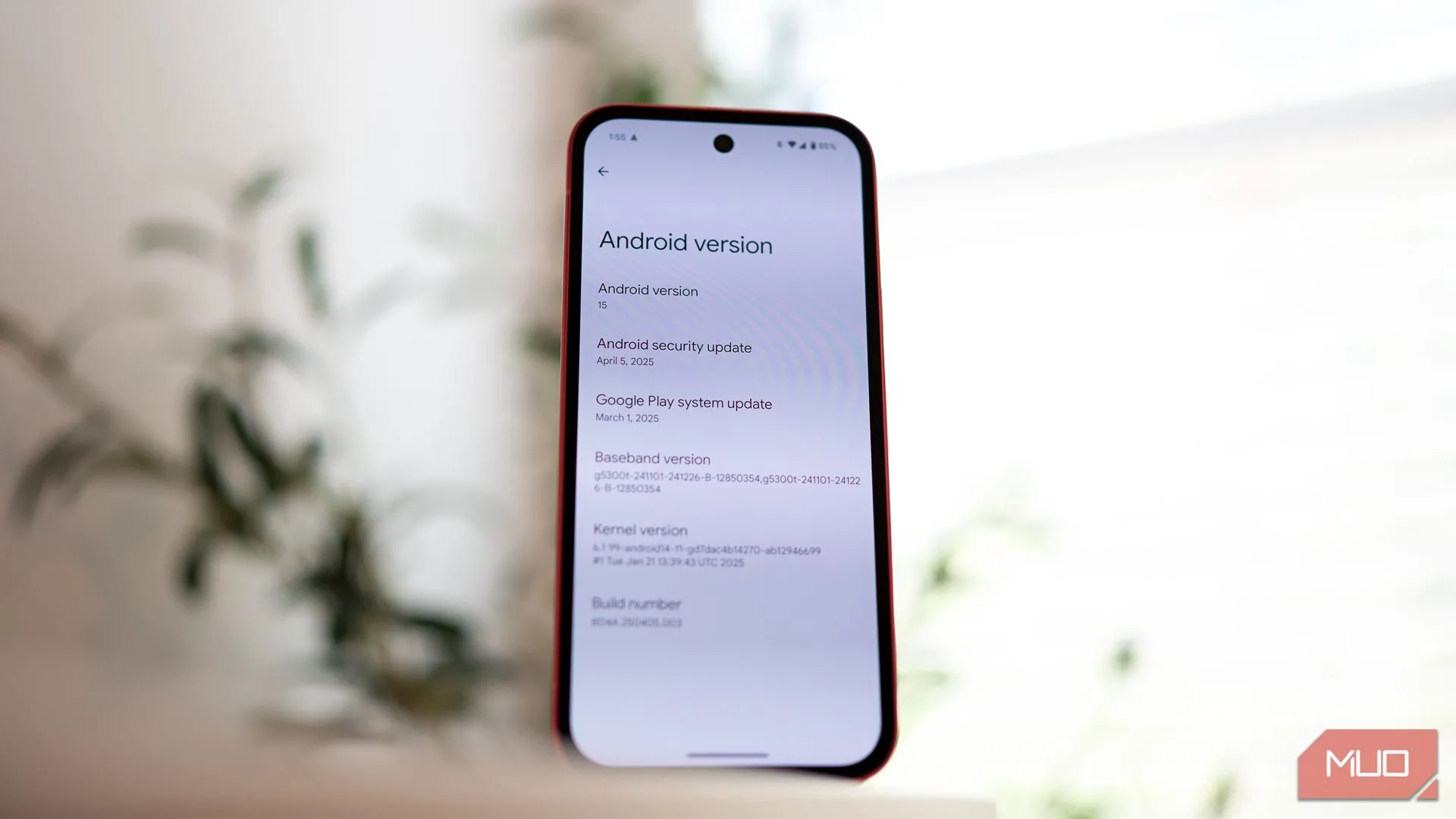 Giao diện cài đặt phiên bản Android trên Google Pixel 9a, minh chứng cho cam kết cập nhật phần mềm dài hạn của Google