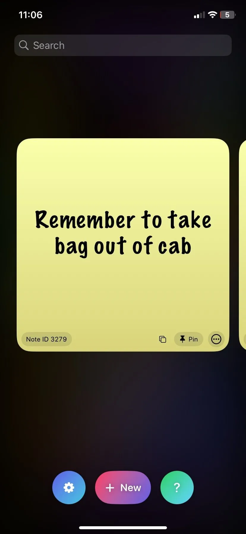 Giao diện đơn giản của ứng dụng Sticky Widgets để nhập và quản lý các ghi chú dán