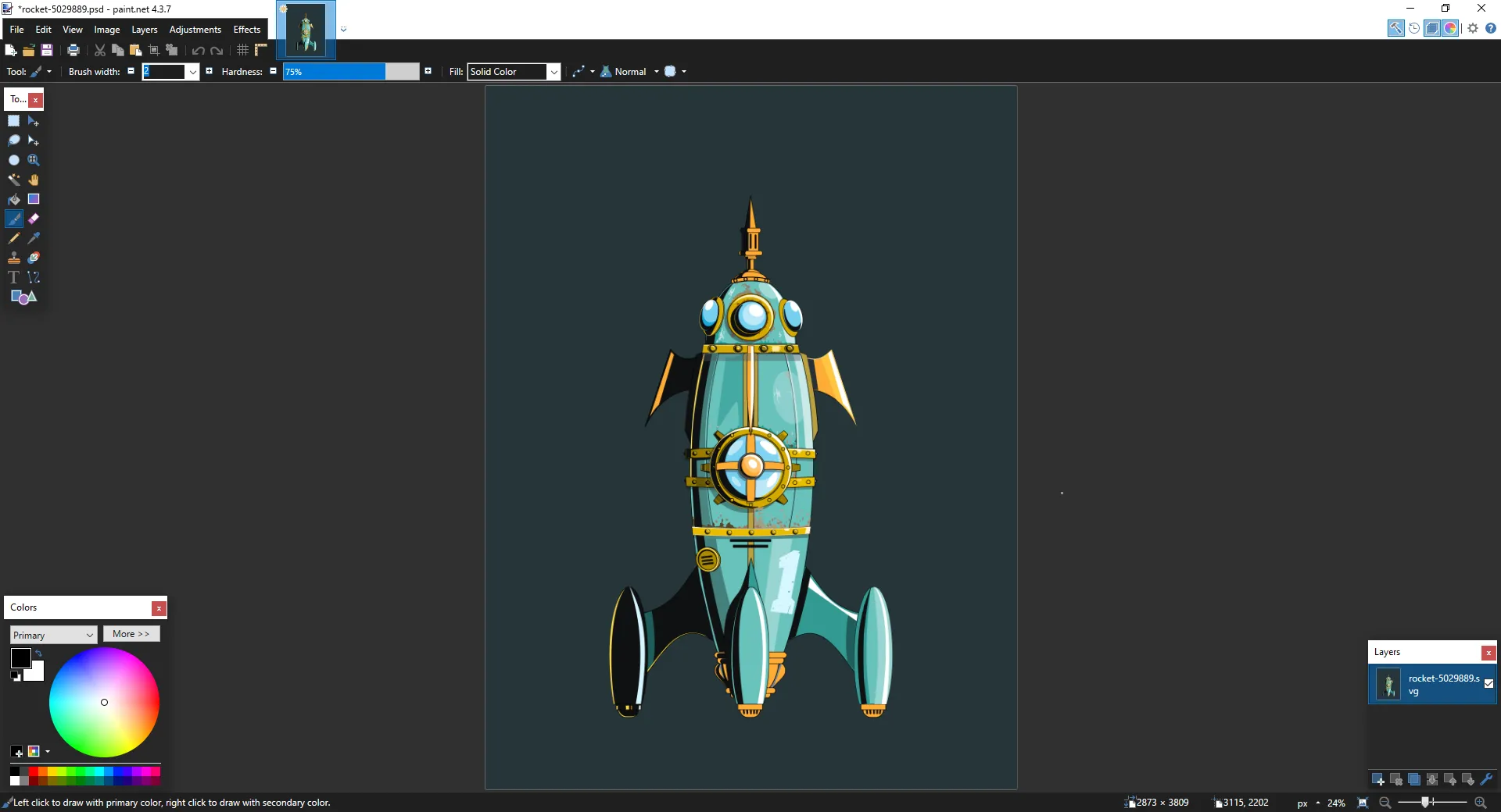 Giao diện Paint.NET mở file PSD với plugin