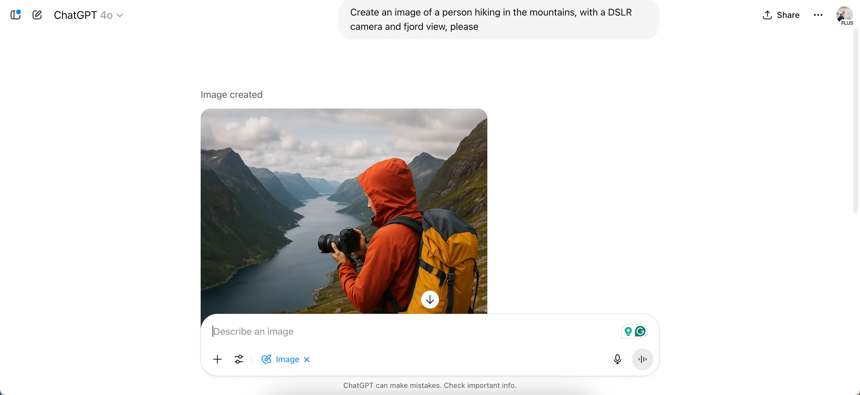 Giao diện tạo hình ảnh nguyên mẫu trong ứng dụng web ChatGPT, hiển thị khả năng hình dung ý tưởng thiết kế
