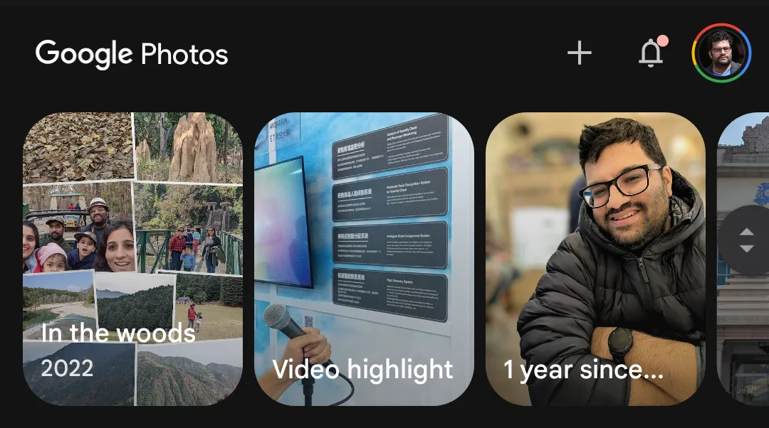Giao diện tính năng Kỷ niệm được tuyển chọn tự động trên Google Photos