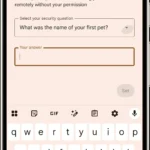 Giao diện tính năng Remote Lock với câu hỏi bảo mật trên Android 16