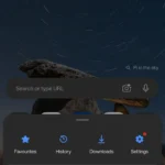 Giao diện trình duyệt Microsoft Edge trên Android với menu mở rộng