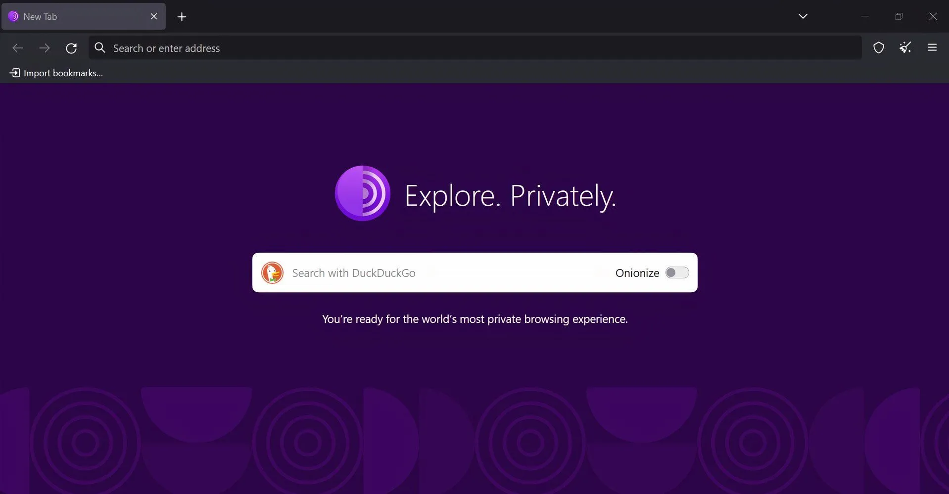 Giao diện trình duyệt Tor Browser với biểu tượng củ hành đặc trưng, thể hiện khả năng duyệt web ẩn danh và bảo mật cao.