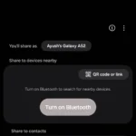 Giao diện tùy chọn tạo mã QR hoặc liên kết chia sẻ trong Quick Share trên Samsung
