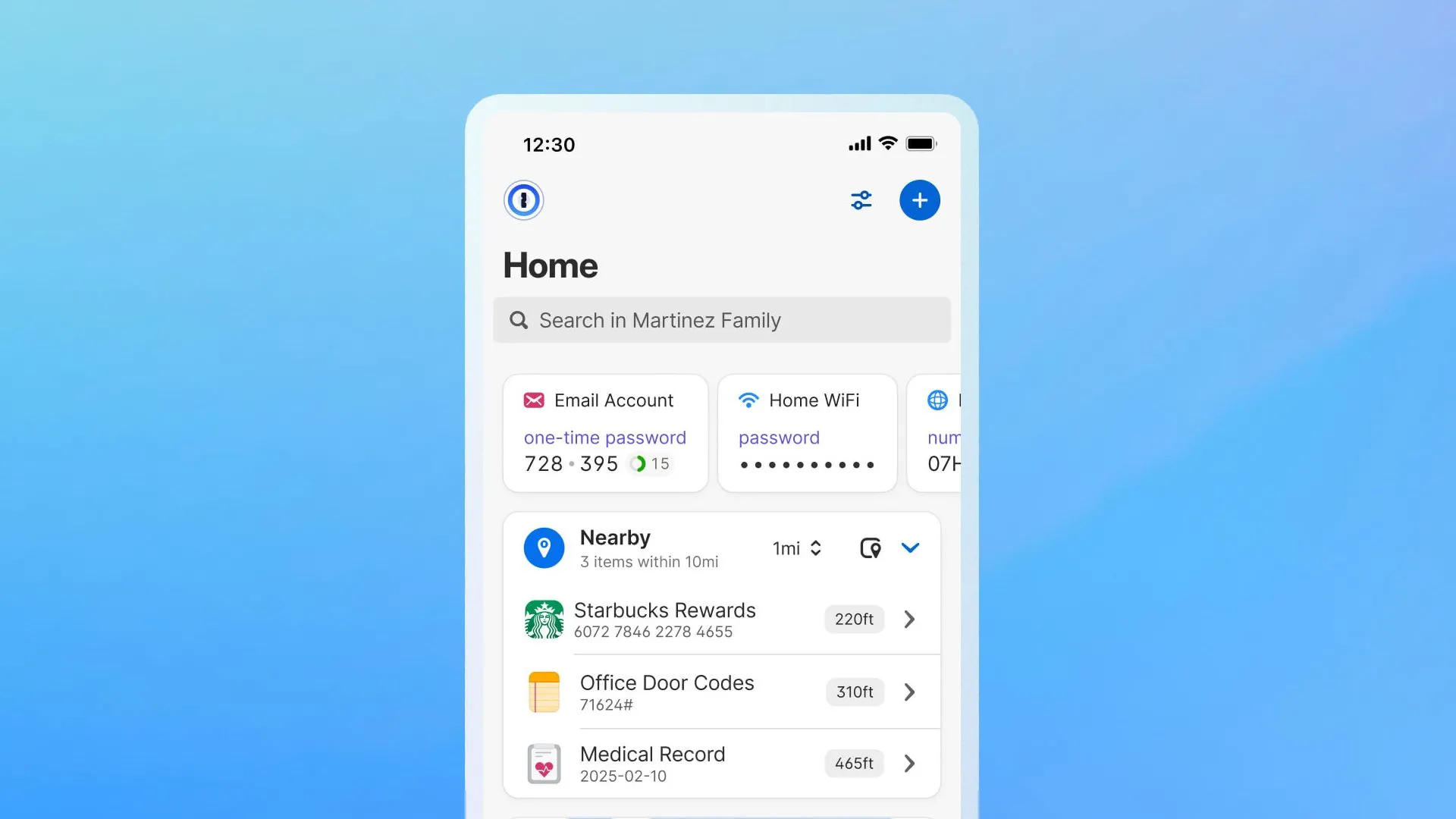 Giao diện ứng dụng 1Password minh họa cách quản lý mật khẩu an toàn trên Android.